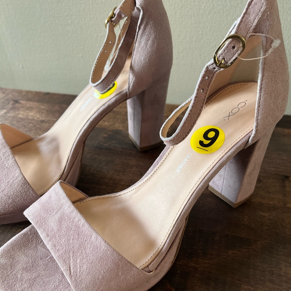 COPY - NWT Cox Suede Light Pink Square Chunk High Heels Size 9. Ma